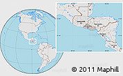 Gray Location Map of El Salvador, lighten, desaturated, land only