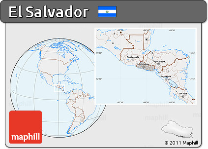 Gray Location Map of El Salvador, lighten
