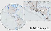 Gray Location Map of El Salvador, lighten, semi-desaturated, hill shading