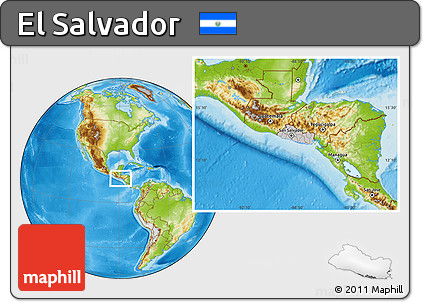 Gray Location Map of El Salvador, physical outside