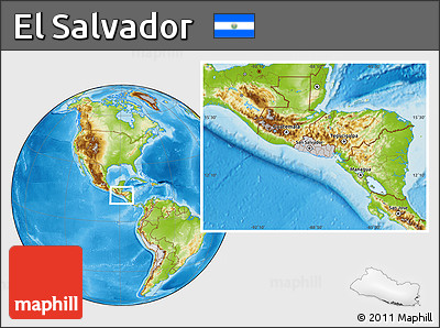 Gray Location Map of El Salvador, physical outside