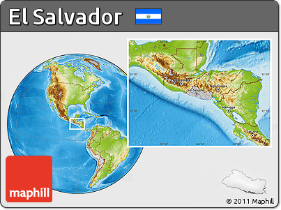 Gray Location Map of El Salvador, physical outside