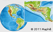 Gray Location Map of El Salvador, physical outside, hill shading