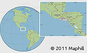 Gray Location Map of El Salvador, savanna style outside