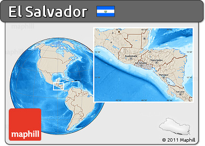 Gray Location Map of El Salvador, shaded relief outside