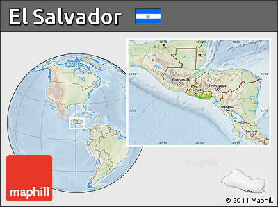 Physical Location Map of El Salvador, lighten