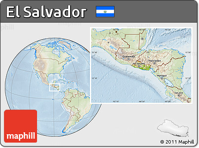 Physical Location Map of El Salvador, lighten