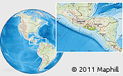 Physical Location Map of El Salvador, lighten, land only