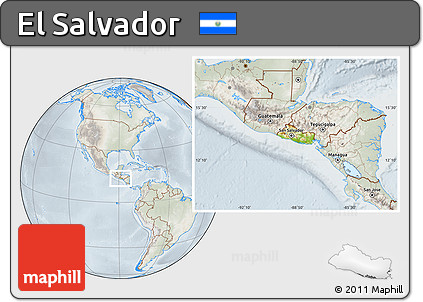 Physical Location Map of El Salvador, lighten, semi-desaturated
