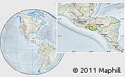 Physical Location Map of El Salvador, lighten, semi-desaturated