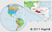 Political Location Map of El Salvador, highlighted continent