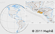 Political Location Map of El Salvador, lighten, desaturated