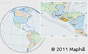 Political Location Map of El Salvador, lighten