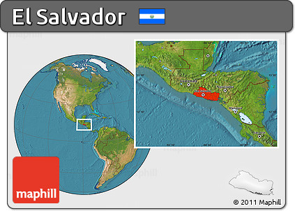 Satellite Location Map of El Salvador