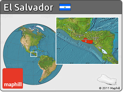 Satellite Location Map of El Salvador