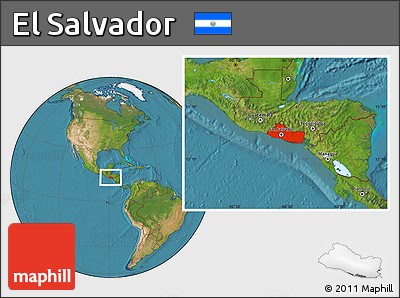 Satellite Location Map of El Salvador