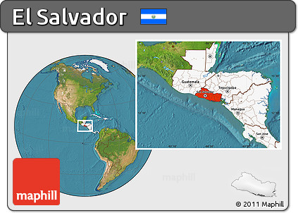 Satellite Location Map of El Salvador, highlighted continent