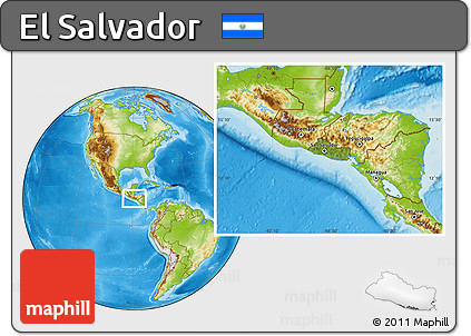 Satellite Location Map of El Salvador, physical outside