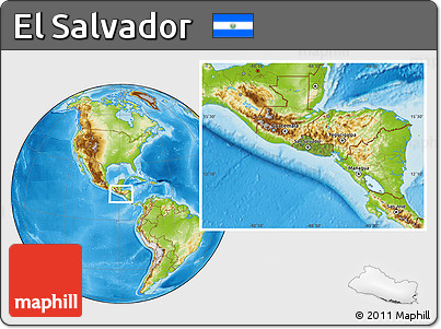 Satellite Location Map of El Salvador, physical outside