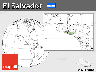 Savanna Style Location Map of El Salvador, blank outside