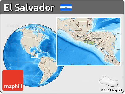 Savanna Style Location Map of El Salvador, shaded relief outside
