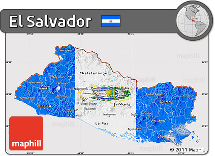 Flag Map of El Salvador, flag rotated