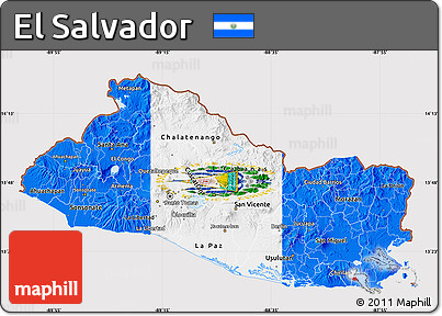 Flag Map of El Salvador, flag rotated