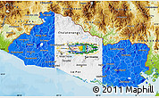 Flag Map of El Salvador, physical outside, bathymetry sea, flag rotated
