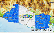 Flag Map of El Salvador, physical outside, flag rotated