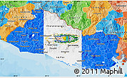 Flag Map of El Salvador, political outside, flag rotated