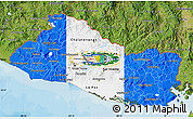 Flag Map of El Salvador, satellite outside, bathymetry sea, flag rotated