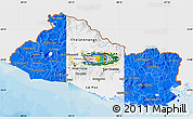 Flag Map of El Salvador, single color outside, bathymetry sea, shaded relief sea, flag rotated