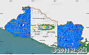 Flag Map of El Salvador, single color outside, satellite sea, flag rotated