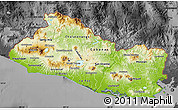 Physical Map of El Salvador, darken, desaturated