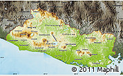 Physical Map of El Salvador, darken, semi-desaturated, land only