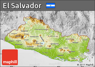 Physical Map of El Salvador, lighten, desaturated