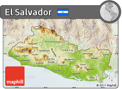 Physical Map of El Salvador, lighten