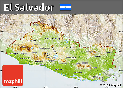 Physical Map of El Salvador, lighten