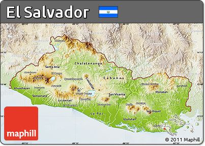 Physical Map of El Salvador, lighten