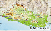 Physical Map of El Salvador, lighten, land only