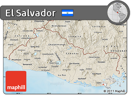 Shaded Relief Map of El Salvador