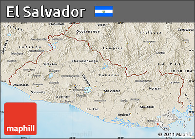 Shaded Relief Map of El Salvador