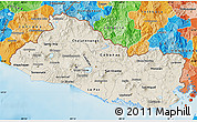 Shaded Relief Map of El Salvador, political outside, shaded relief sea