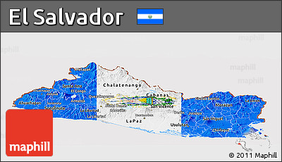 Flag Panoramic Map of El Salvador, flag rotated