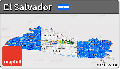 Flag Panoramic Map of El Salvador, flag rotated