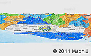 Flag Panoramic Map of El Salvador, political outside, flag centered
