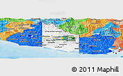 Flag Panoramic Map of El Salvador, political outside, flag rotated