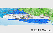 Flag Panoramic Map of El Salvador, political shades outside, flag centered