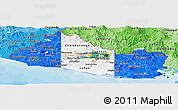 Flag Panoramic Map of El Salvador, political shades outside, flag rotated