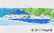 Flag Panoramic Map of El Salvador, political shades outside